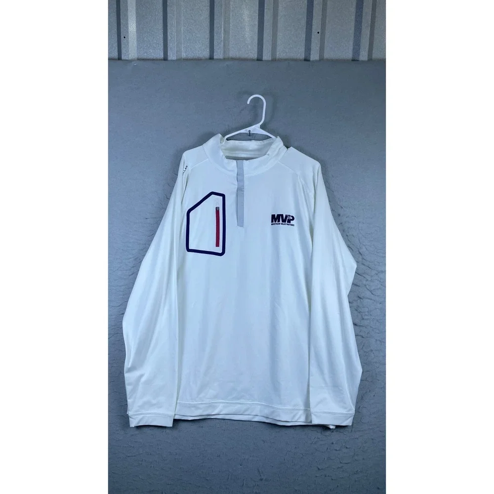 Peter Millar Quarter Zip Pullover Mens XXL White Excellent MVP Logo Performance